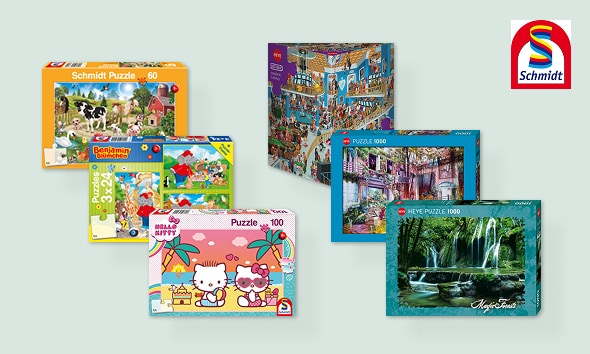 Kinderpuzzles um je € 5,– Erwachsenenpuzzles um je € 7,–