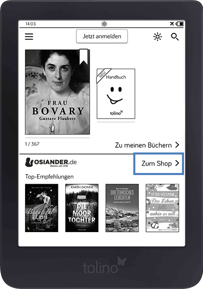 Abbildung eines tolino eReaders