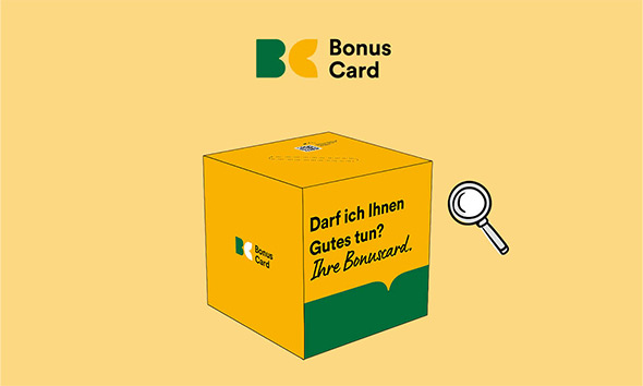 Darf ich Ihnen Gutes tun? Ihre Bonuscard (Gelbe Box abgebildet)