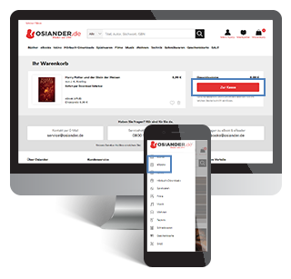 Thalia Online-Shop auf Computer-Bildschirm und Smartphone