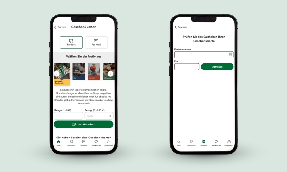Geschenkkarten- & Guthaben-Abfrage-Darstellung in der App